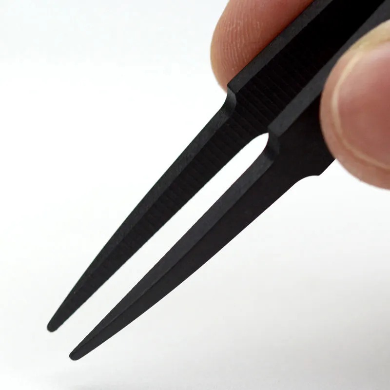 93303镊子黑色碳纤维胶镊子维修工具电子厂专用防静电塑料镊子