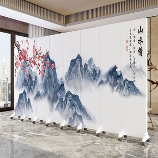 直销新品 风景画B客厅玄关入户背景墙移动室 屏风办公室隔断新中式