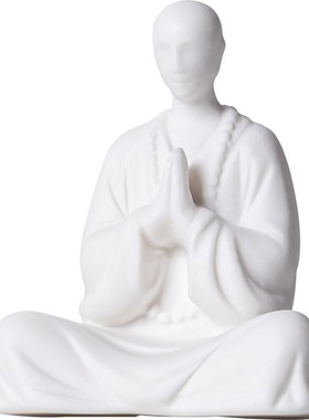 中式禅意无相佛陶瓷人物小和尚客厅书房玄关办公室桌面装饰工艺品