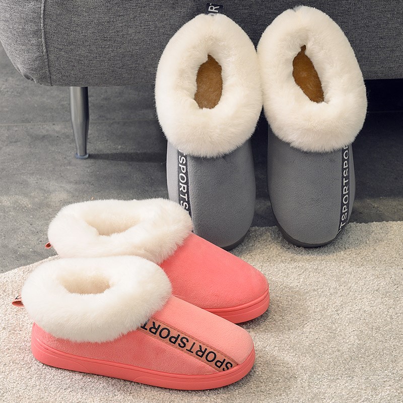 棉拖鞋女冬季情侣包跟棉拖鞋软底防滑家居家室R内月子毛绒棉鞋男