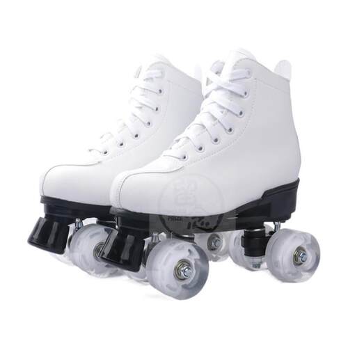 速发。Skates roller skates Pu white leather black leather ad