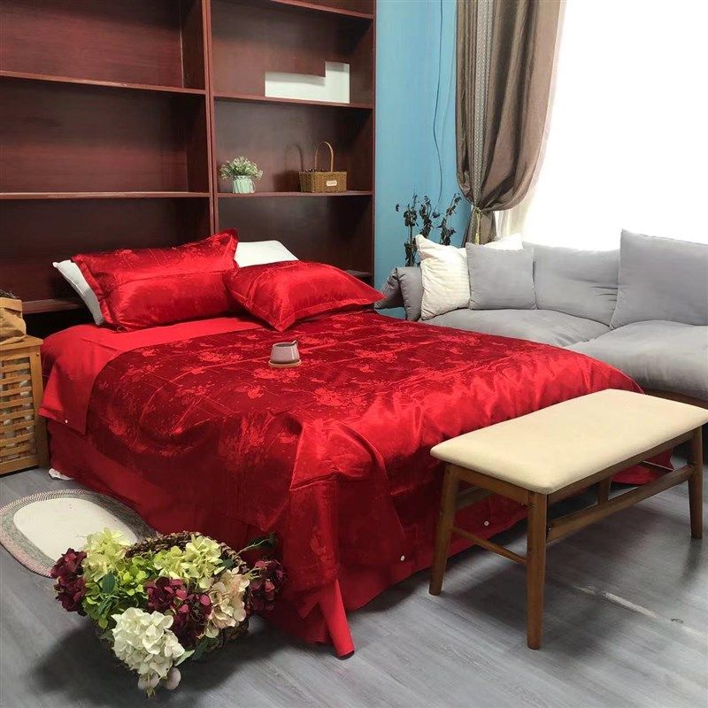 提花四件套床单240*245被套200*230枕套常规,床上用品,婚庆床品套件,淘宝优惠券,粉丝福利购,淘宝优惠卷