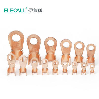 新品伊莱科(ELECALL)OT紫铜开口鼻OT开口接线端子铜接头过渡铜线