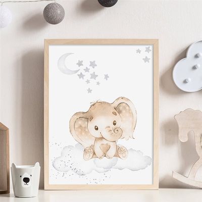 极速Cartoon Lion Animals Clouds Nursery Poster Canvas Painti