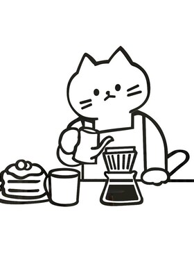 网红猫咖公仔打卡背景拍照区布置奶茶店墙壁面装饰啡馆餐厅角摆件