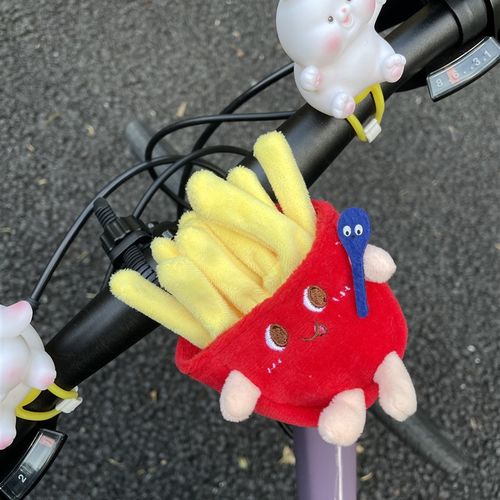 自行车汉堡公仔可爱啪啪圈装饰小配件公路电动车骑行娃娃玩偶挂件