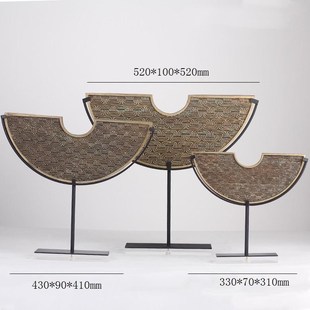 新中式玄关博古架摆设客厅茶室书房摆件中国风半璧样板房软装饰品