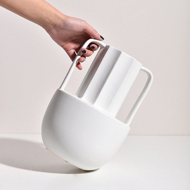 双耳陶瓷壶北欧简约创意家居样板房酒店餐厅装饰品摆件插花器花瓶,鲜花速递/花卉仿真/绿植园艺,花瓶,淘宝优惠券,粉丝福利购,淘宝优惠卷