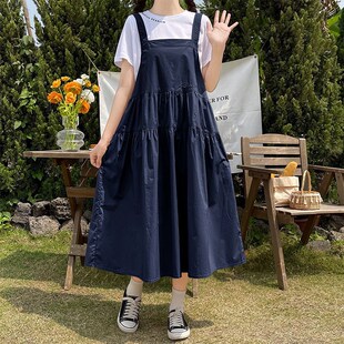 胖女孩背带裙公主裙夏装韩版初中学生加大L码显瘦裙子胖女童连衣