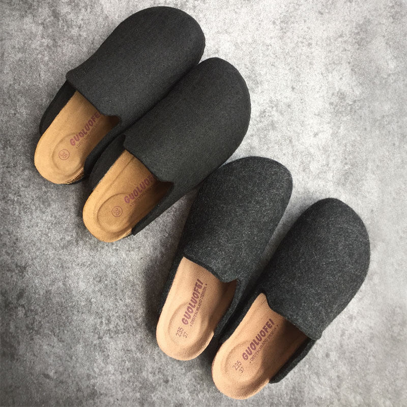 毛毡包头拖鞋软木男防滑大码无后跟懒人鞋女半包毛呢情侣博肯鞋秋,流行男鞋,包头拖,淘宝优惠券,粉丝福利购,淘宝优惠卷