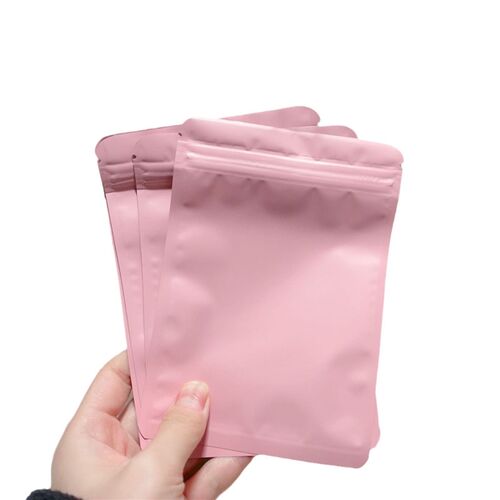 磨砂自封袋ins马卡龙粉色包装袋饰品密J封镀铝箔袋不透明小卡骨袋