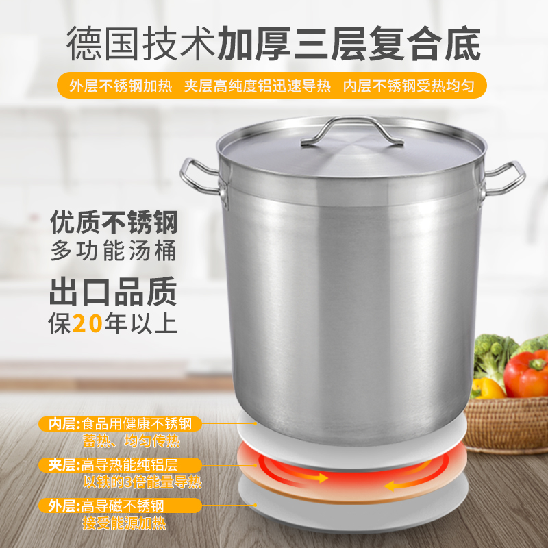 不锈钢复合底鸳鸯锅麻辣汤锅大汤桶两味火锅锅圆形分隔锅商用家用