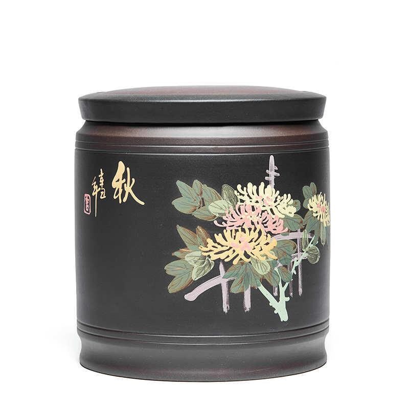 罐子陶瓷茶缸饼普洱茶醒大号储存茶叶罐密封家用宜兴茶罐紫砂收纳