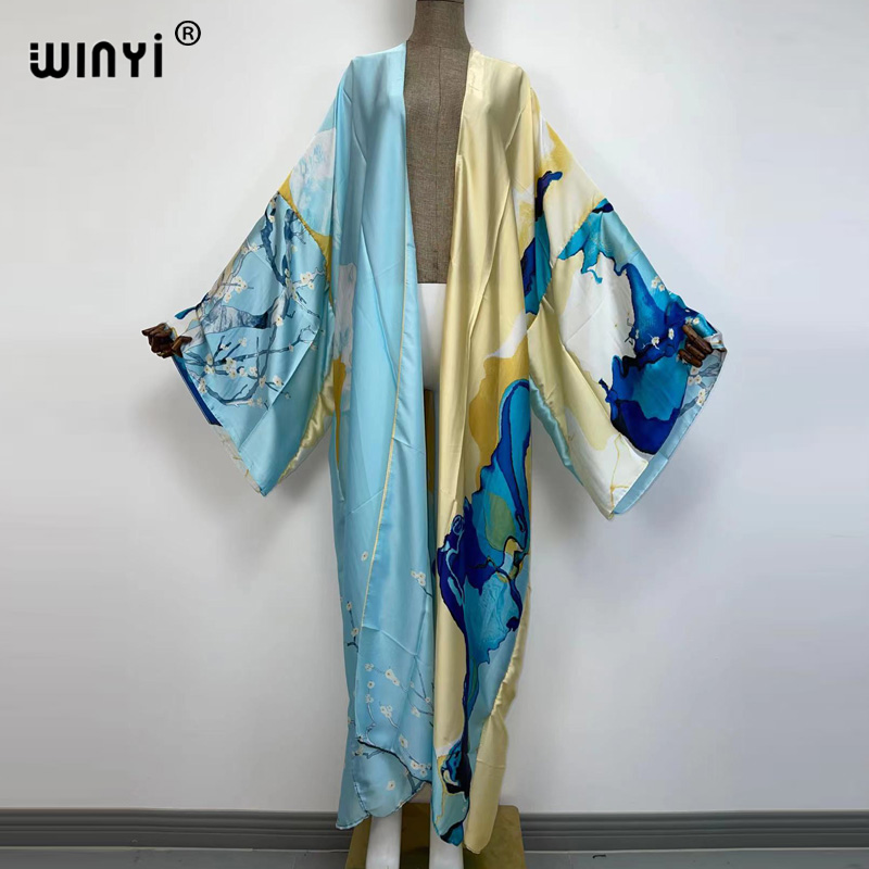 速发Kimonos verano Women sukienka Print Long Sleeve Cardigan