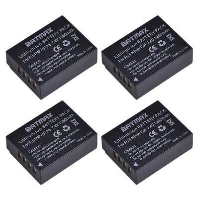 速发4Pcs 1260mAh NP-W126 NP W126 NP-W126S W126S Battery + LE