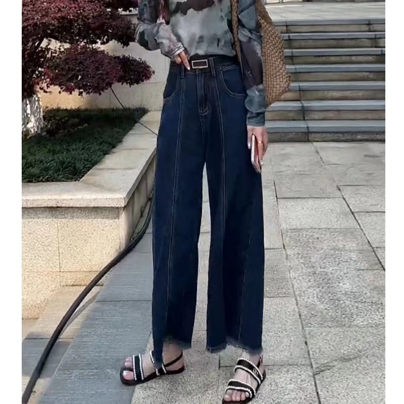 大码女装202h4新款夏季薄款裤子胖妹妹mm高腰宽松显瘦直筒牛仔裤