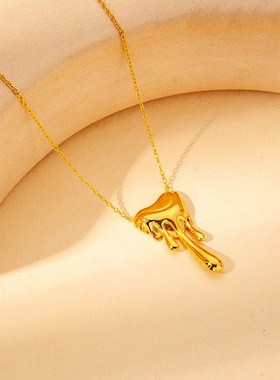 时尚轻奢高级爱心融化金属项w链不锈钢小众百搭冷淡风耳环耳饰