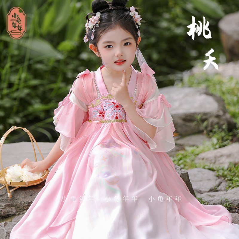 女童汉服中国风2024超仙夏季连衣裙女孩新款短袖裙子儿童古装夏款