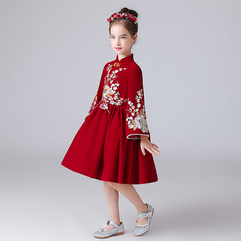 女童晚礼服公主裙儿童小孩主持人模特走秀钢琴演出服花童旗袍高端