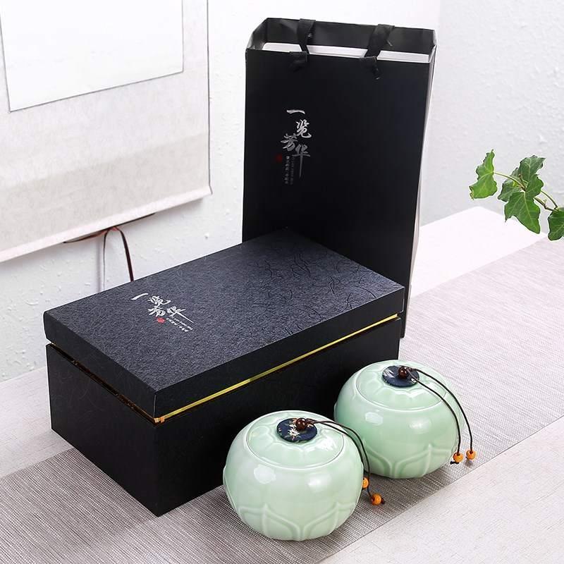 茶叶礼盒包装陶瓷茶叶罐普洱绿茶红茶半斤装密封罐空盒通用