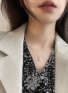 现货韩版小众设计轻奢高级感锆石项链女简约精致百搭毛衣链2023年