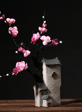 创意陶瓷家居客厅餐桌酒柜装玄关饰品乔迁新居新中U式假花花瓶摆