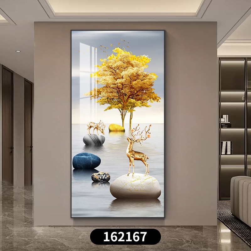 现代简约玄关装饰画走廊过道轻奢晶瓷墙壁画立体玄幻进门入户挂画图片