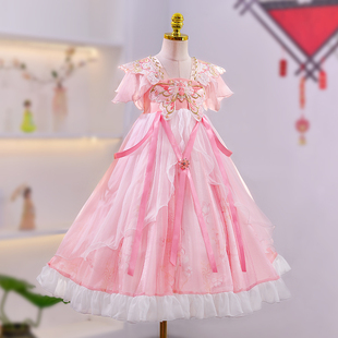 新款 汉服女童夏款 儿童连衣裙2023夏装 公主裙超仙古风裙子夏季 唐装