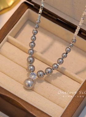 碎银子珍珠项链女2024新款爆款简约设计锁骨链轻奢小众高级感颈链