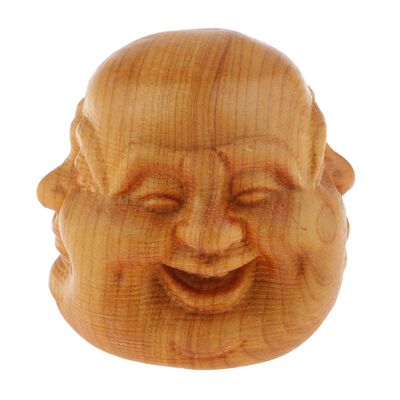 Hand Carved Four-Face Buddha Head Sculpture Ornat Indoor Off