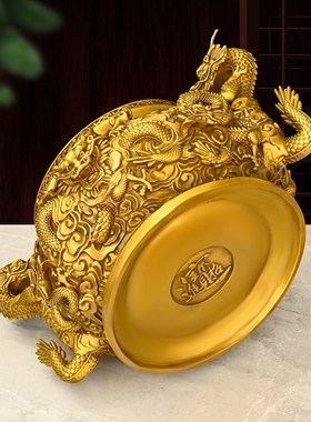 黄铜龙缸香炉摆件家居玄关客厅电视柜摆放寺庙祠堂庭院烧香专用