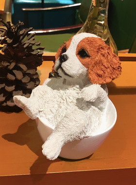 雪纳瑞法斗牛棕泰迪约q克夏小鹿查理王猎犬茶杯蛋糕店咖啡厅摆件
