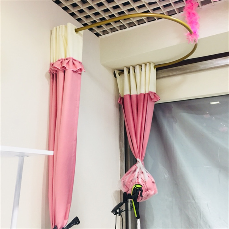 现货服装店试衣间门帘C形L形挂杆C更衣室换衣间杆子试衣圈弧形U杆