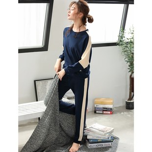 女士睡衣春秋款秋冬季长袖可外穿休闲运动家居服秋天韩版套装