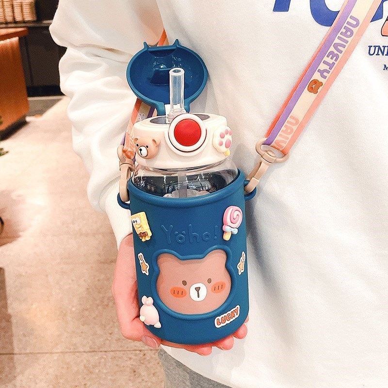 可爱吸管水杯儿童k夏季女学生高颜值大容量塑料杯子产妇孕妇壶