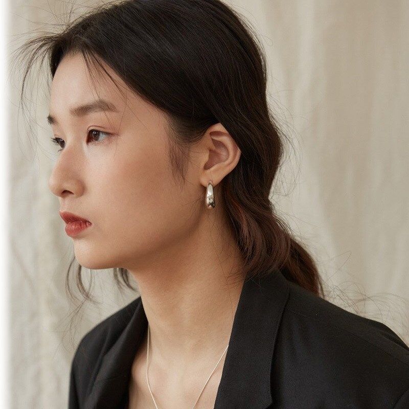 耳环925纯银i女耳圈夏季百搭轻奢ins风小众耳饰设计高级感饰品