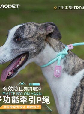 WAOPET韩版斜挎P绳狗狗牵引绳小F狗马卡龙小型犬宠物用品尼龙狗绳