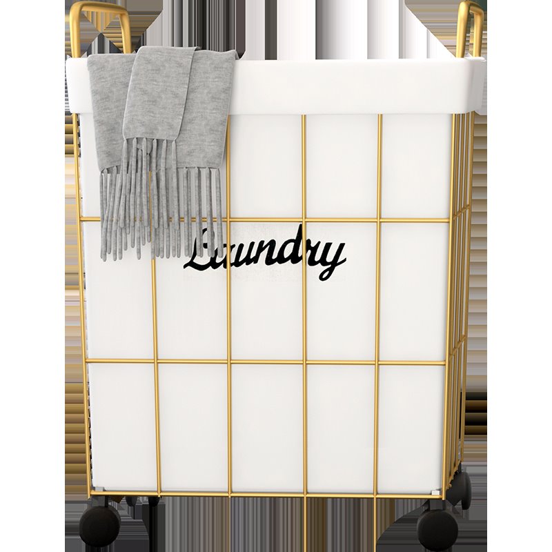 洗澡间放衣服的东西 防水金属脏衣服收纳筐带Q轮子浴室收纳桶脏衣