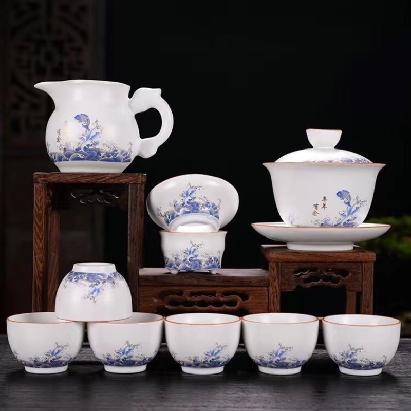 哑光家用茶具套装商务高档茶具礼盒10头功夫茶Y具茶壶盖碗