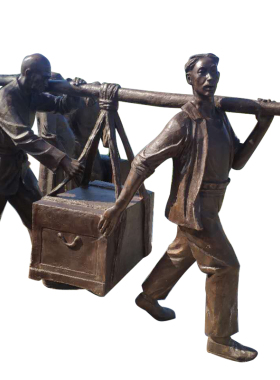 大型景观雕塑民俗民风搬运工人物铸铜雕塑码头玻璃钢景区雕像定制