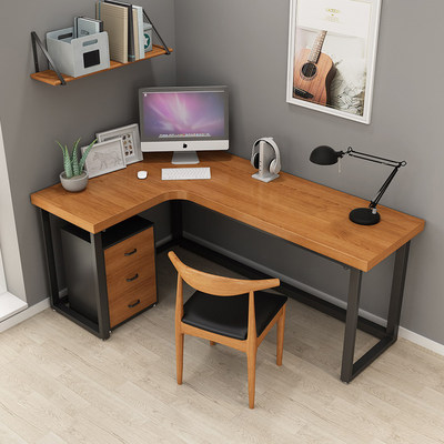 新品实木L型书桌转角电脑台式桌拐y角桌子靠墙角卧室工作台家用办