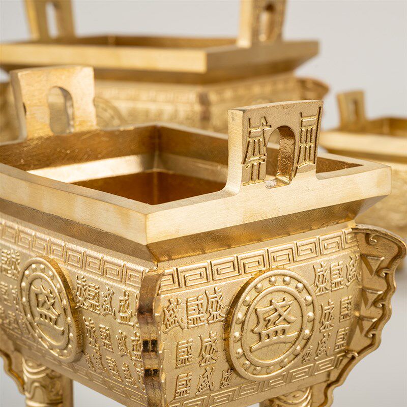 铜鼎摆件纯铜四方鼎全铜大号四足鼎盛千秋鼎香炉招家用室内客厅财