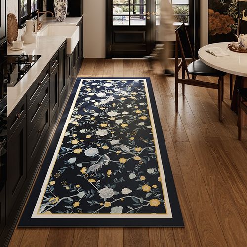 弗蕾儿中式简约厨房地垫防水防油长条防滑家用脚垫皮革垫2024新款