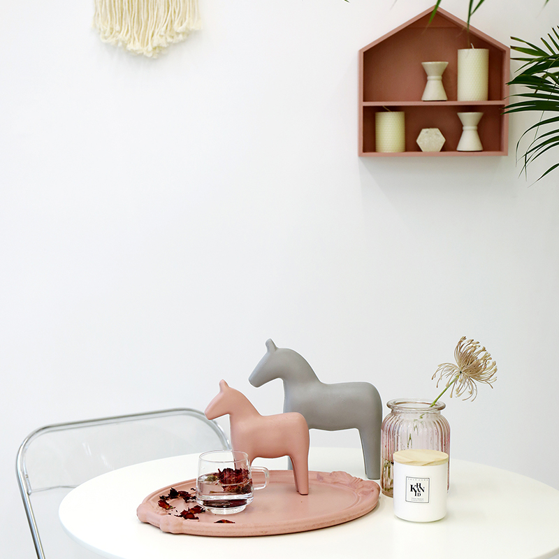 莫兰迪色小木马 家居饰品橱窗摆件 现代简约玄关小马装饰品油光面