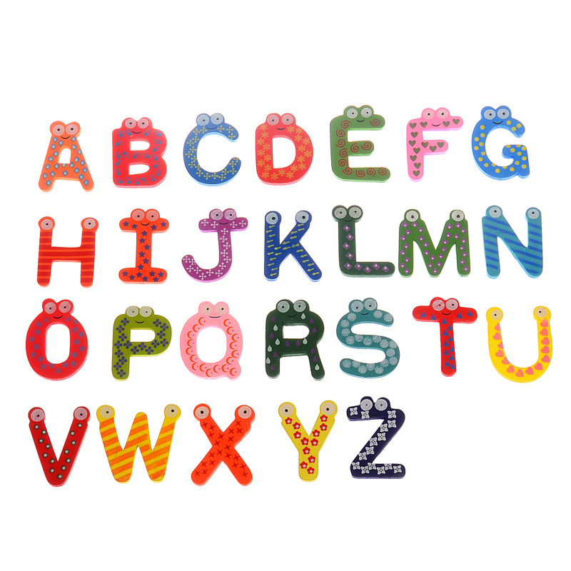 极速26 Alphabet Wooden Colorful Cartoon Fridge Magnets Fridg