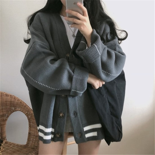 现货Women Knitted Cardigans Sweater WinterM Solid Basic Eleg