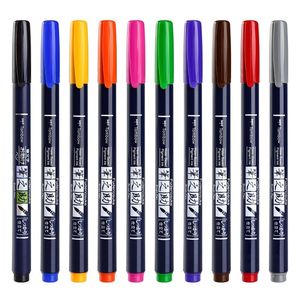 极速Tombow Fudenosuke Fude Brush Felt Tip Pen Set Art Marker