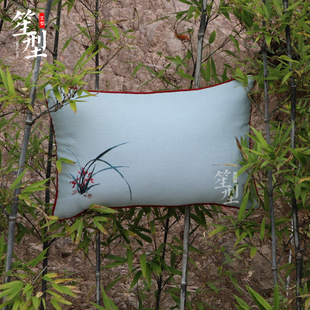 新中式绣花腰枕中国风抱枕办公室靠垫汽车靠腰木椅子靠背含芯定制