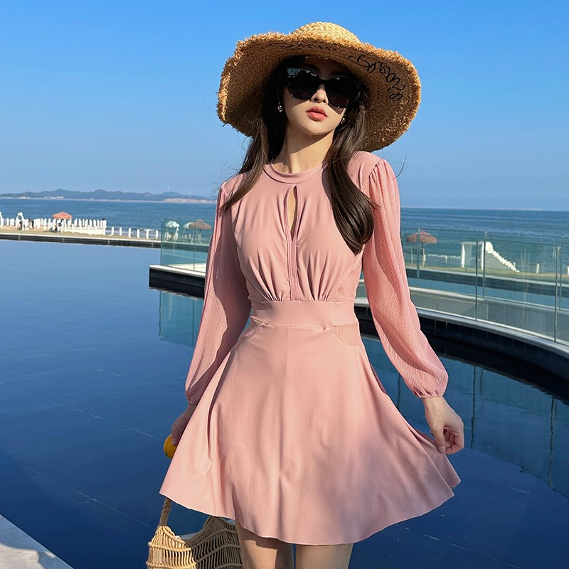 长袖泳衣女款夏h连体保守微胖女孩遮肉大码高级感2024新款温泉泳