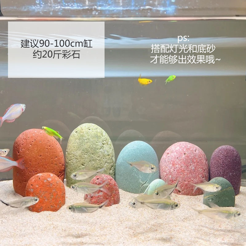 速发天然长江彩石精品鱼缸石造景装饰鹅卵空气缸彩色鹅卵石大石头